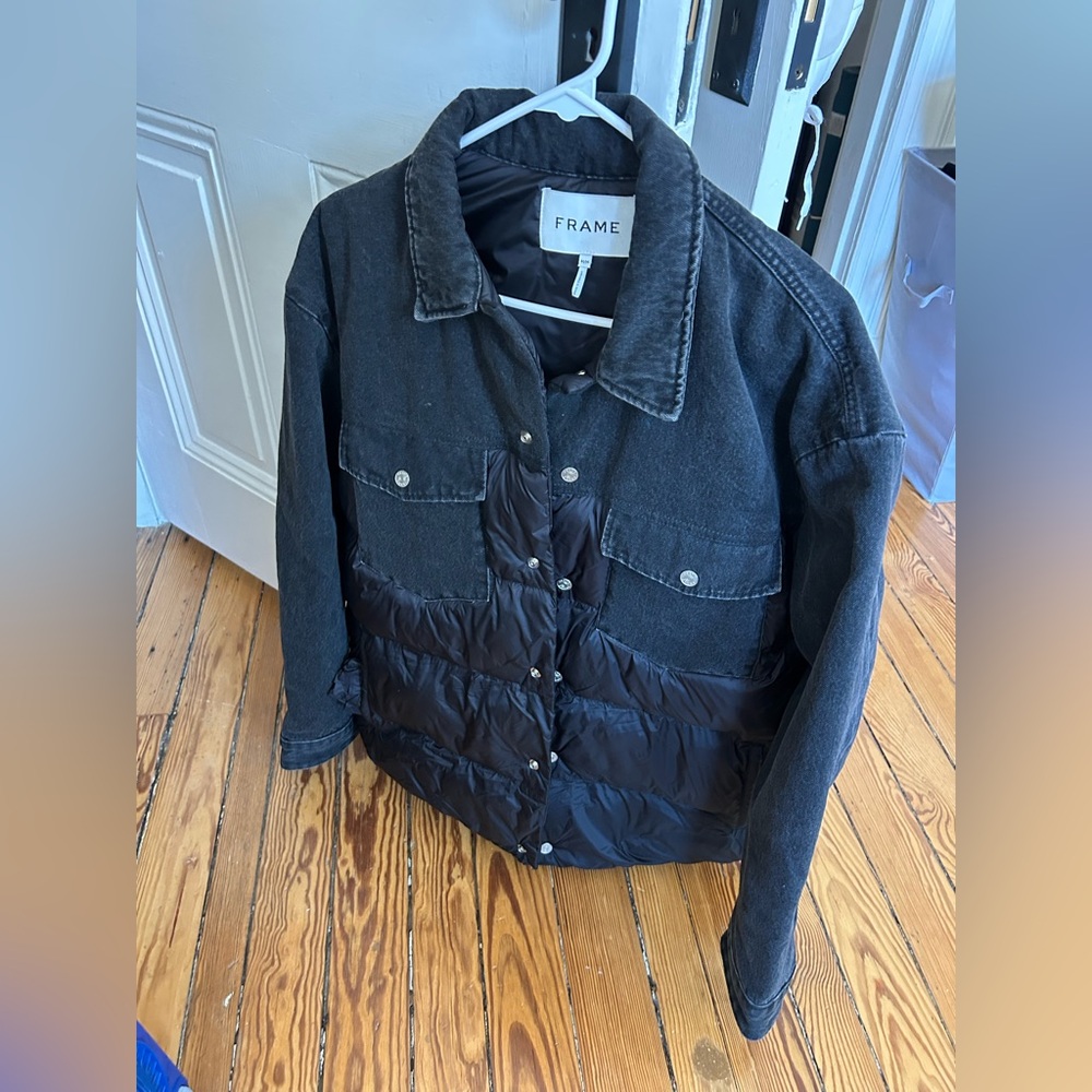 Frame Denim Black Jean Jacket Classic Style